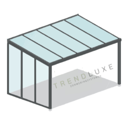 Linker zijkant: zijwand met vaste polycarbonaat